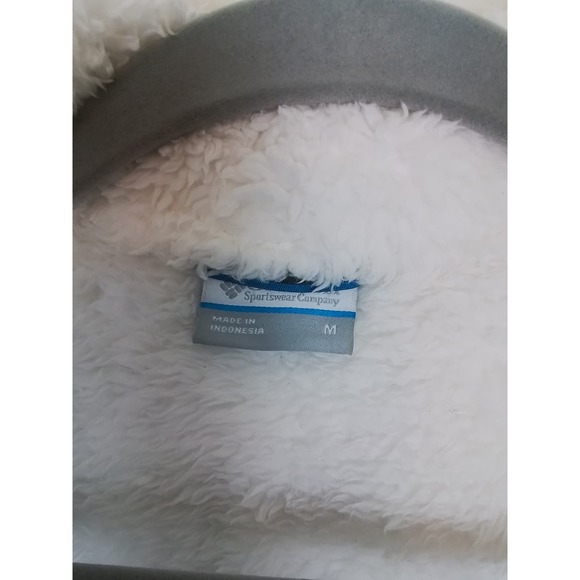 Columbia Womens Vest Sz M Full Zip Sherpa Fleece Lined White Black Color block - Picture 11 of 11